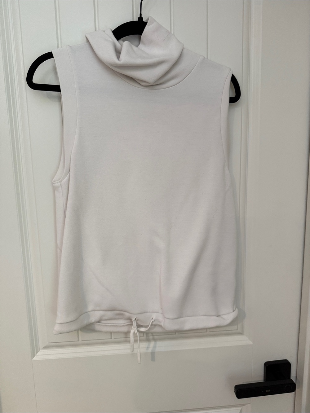 Varley White Sleeveless Turtleneck Tank with Drawstring Hem